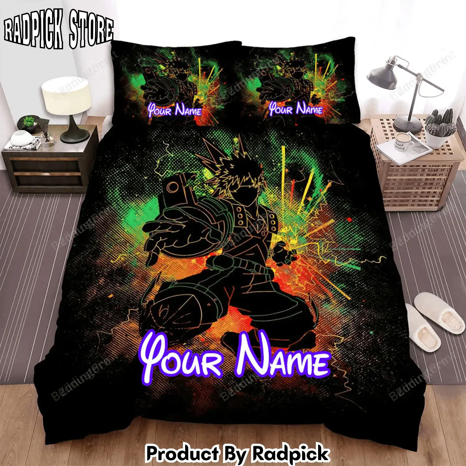 Radpick anime art explosion bed sheets duvet cover personalized name bedding sets rp3278782